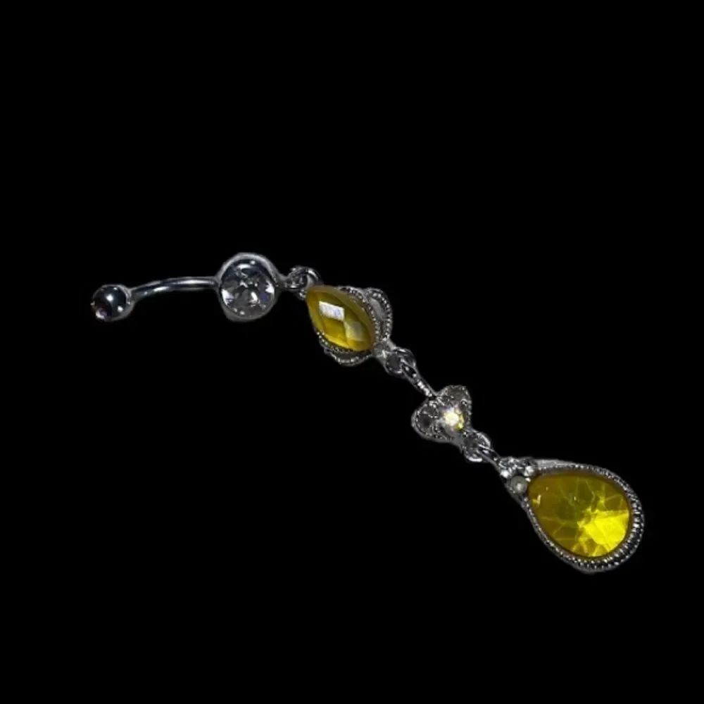 3/$30 Belly Ring Sale! Dangle Drop Belly Ring - Yellow